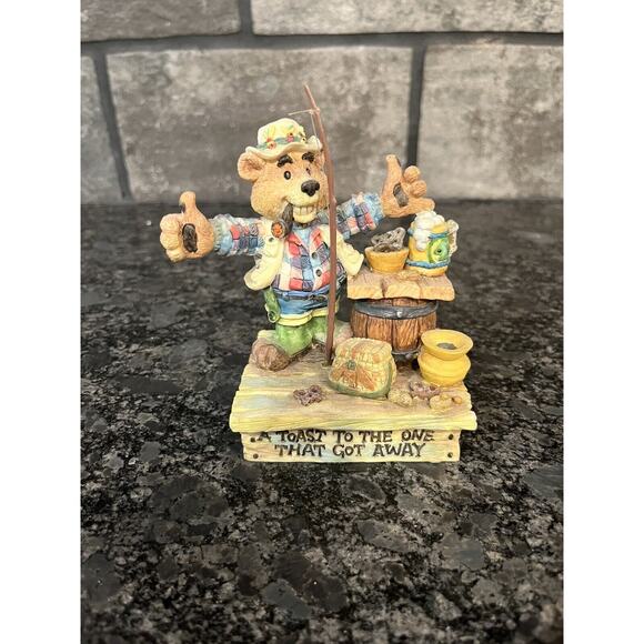Enesco Moose Creek Crossing “A Toast to the One That Got Away” 1996 Bear #188379 - Picture 1 of 6